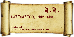Mátéffy Mátka névjegykártya